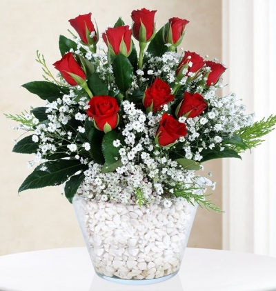 10 kırmızı gül buketi Çiçeği & Ürünü Kırmızı Gül Mucizesi 