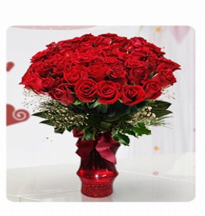 kırmızı güllerden buket Çiçeği & Ürünü kırmızı gül vazosu 