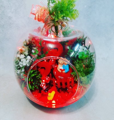 kırmızı gül ve lilyum zerafet Çiçeği & Ürünü Teraryum 