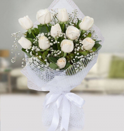 9 adet beyaz gül buketi Çiçeği & Ürünü 11 Beyaz gül buketi 