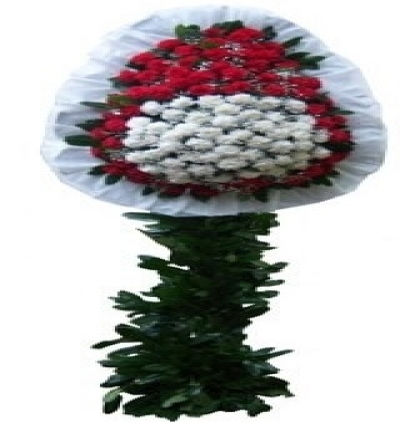 kırmızı cenaze Çelengi Çiçeği & Ürünü Kırmızı Beyaz Çelenk 